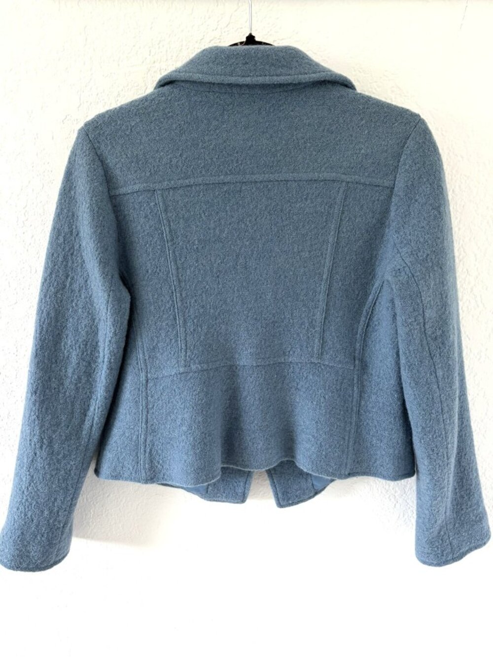 Chico's Boiled Wool Blue Moto Jacket - Picture 2 of 5
